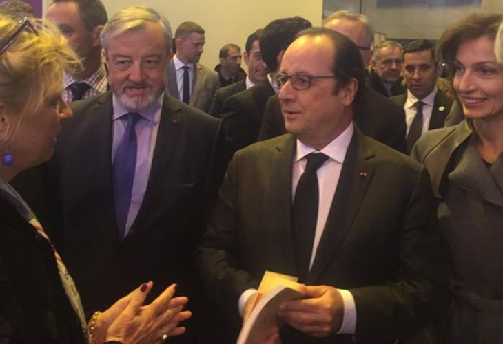 Francois Hollande et Audrey Azoulay inaugure Livre Paris 2016