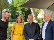 De gauche à droite : Etienne Kern, Marie Vingtras, Alain Mascaro et Christophe Naigeon, lauréats des Talents Cultura 2021 dans la catégorie Romans